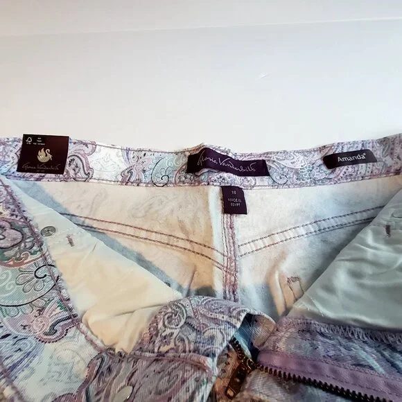 Gloria Vanderbilt Amanda Capri Jeans Lavender Kiss Prussian Paisley Print Size18 - Picture 10 of 16